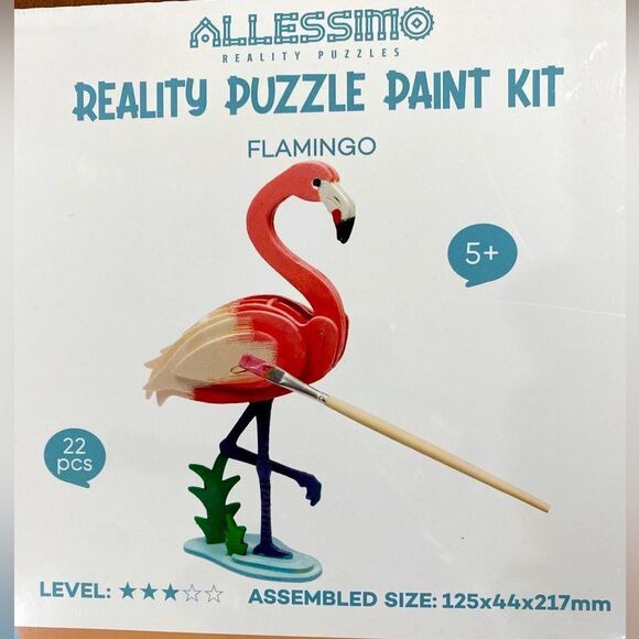 Other - Allessimo Create & Paint Wooden 3D Pink Flamingo Level 3 Reality Puzzles…